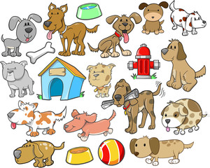 Cute Dog Design Elements Vector Set