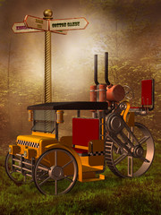 Pojazd retro na łące © Obsidian Fantasy