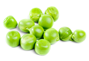 fresh green peas isolated on white background