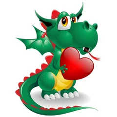 Acrylic prints Draw Drago Cucciolo Amore-Baby Dragon Love Symbol 2012-Vector