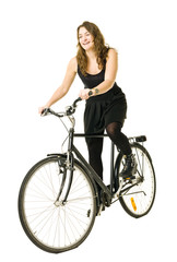 Fototapeta na wymiar Woman on a bicycle