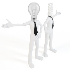 3d man businessman with light bulbs