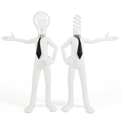 3d man businessman with light bulbs
