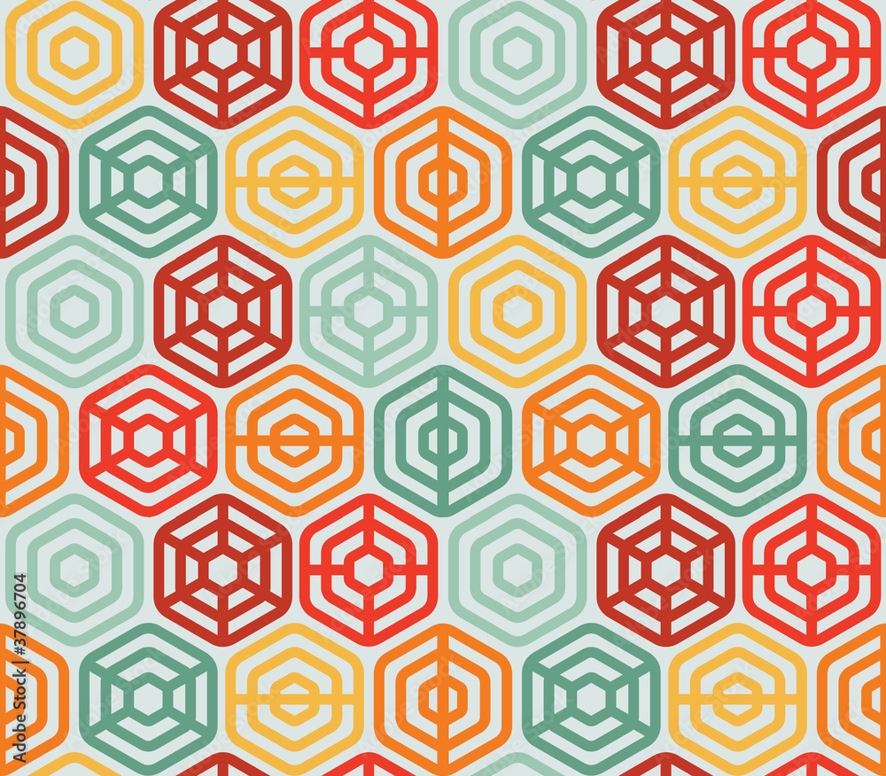 Poster Seamless pattern with hexagons