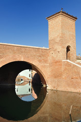 The Trepponti bridge in Comacchio, Ferrara, Italy