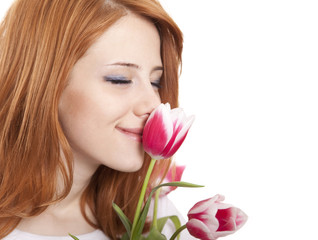 Girl with tulips