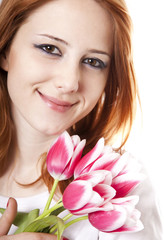 Obraz na płótnie Canvas Girl with tulips