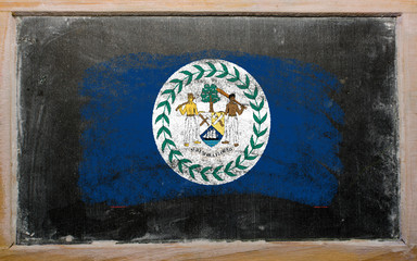 flag of Belize on blackboard painted with chalk