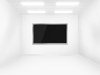 Futuristic white room with television