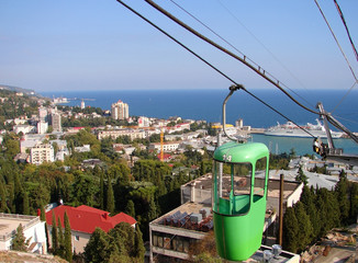 Yalta cableway with views over the port
