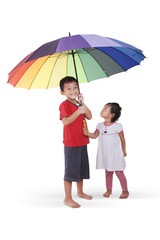 Kids with umbrella