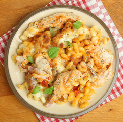 Baked Pasta with Chicken, Bacon and Cheese