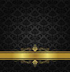 Seamless charcoal floral background with scrolls