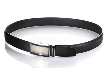 men's leather belt isolated on white