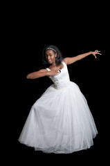 Black woman in wedding dress