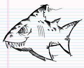 Notebook Sketch Doodle Shark Vector
