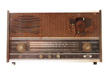 Retro radio isolated on white background