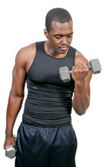 Fototapeta na wymiar Black Man Lifting Weight