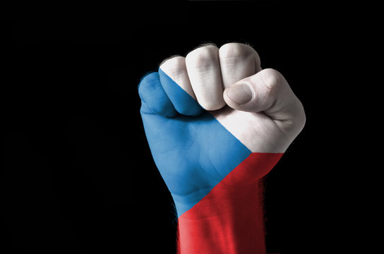 Fist painted in colors of czech flag