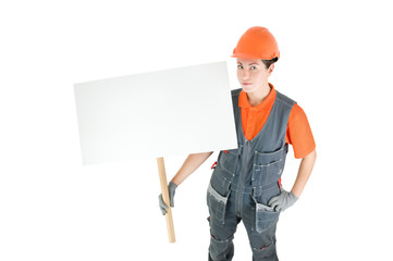 worker with sign