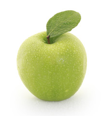 green apple on white background