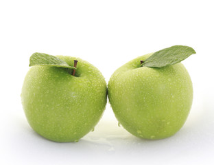 green apple on white background