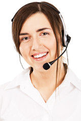 Young beautiful woman with a headset