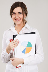 Young beautiful woman with business documents