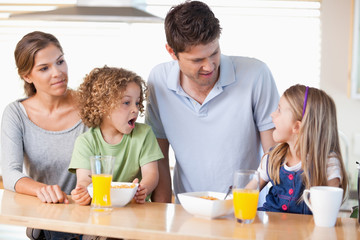Family having breakfast