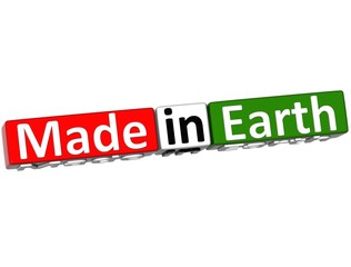 3D Made in Earth over white background