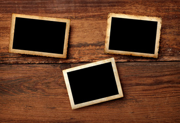 old photo postcard on wood
