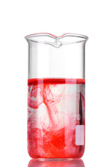 Test-tube with red liquid isolated on white