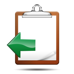 Icono clipboard 3D con simbolo exportar