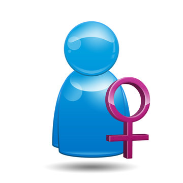 Icono 3D usuario con simbolo femenino