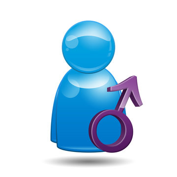 Icono 3D usuario con simbolo masculino