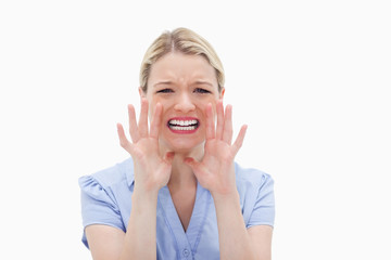 Fototapeta premium Scared young woman