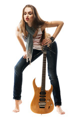Beautiful girl with electric guitar