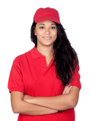 Young worker with red uniform