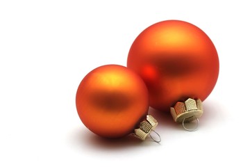 isolated orange christmas spheres