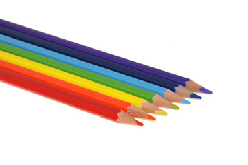 colored pencils on white background