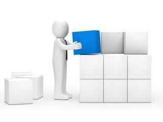 business man stapelt w&uuml;rfel