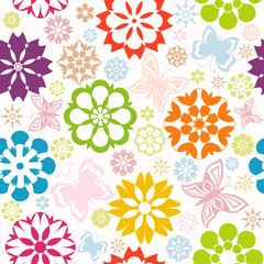 Fototapeta na wymiar vector illustration of a colorful seamless pattern with flowers