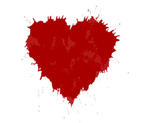 vector illustration of grunge heart made with red ink. Valentine