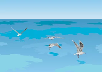 Wall murals Birds, bees Seagulls on the sea