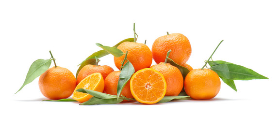 group of tangerines with a slice