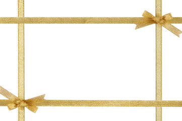 Holiday frame with gold ribbons and bows