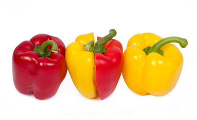 Three red and yellow paprika(capsicum)