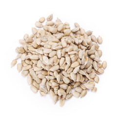 Healthy sun-flower seeds on a white background