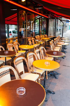 Paris. Tables in street cafe