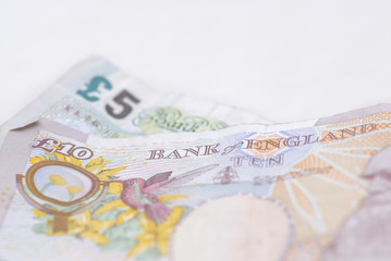Macro photograph, Five and Ten Pound note.